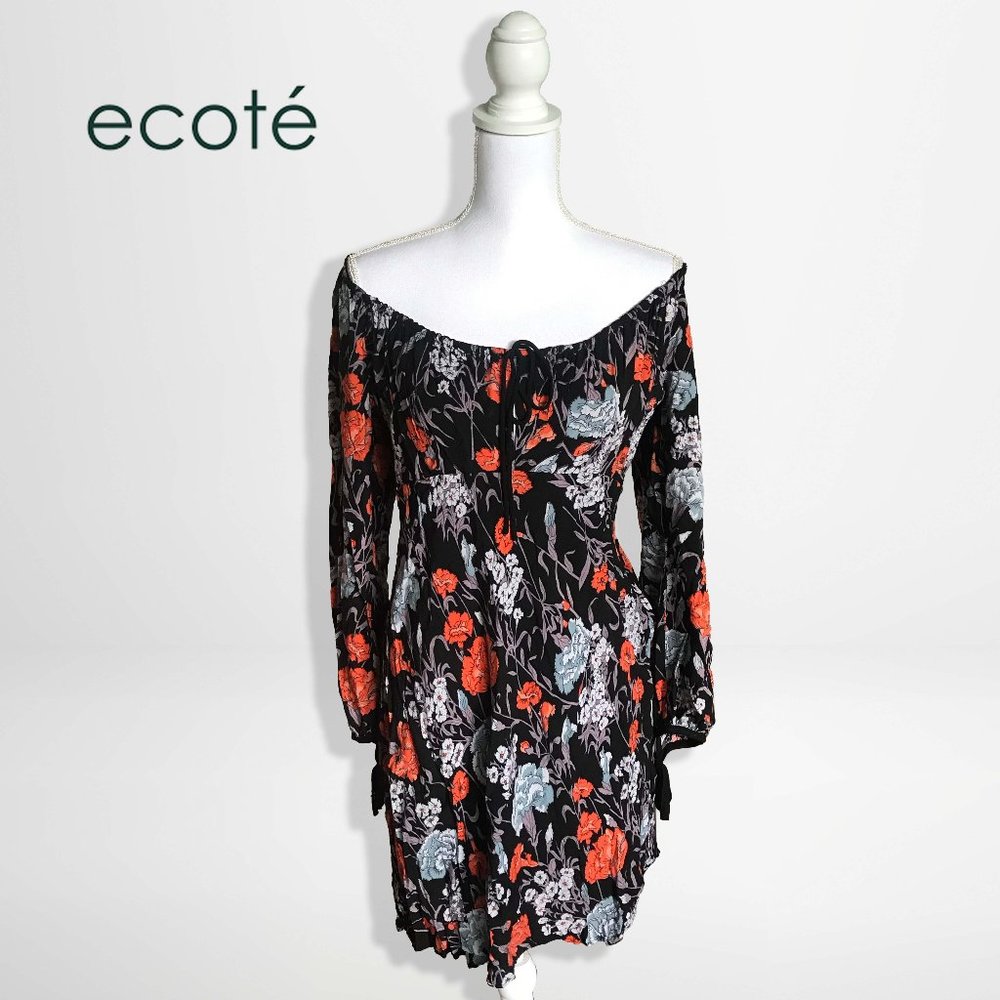 Ecote Off the Shoulder Boho Floral Dress | Size 10